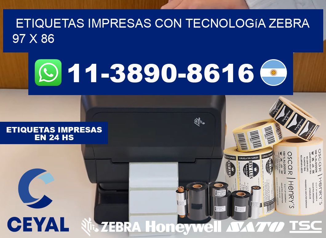 etiquetas impresas con tecnología Zebra 97 x 86