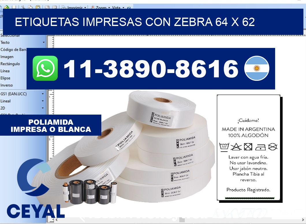 etiquetas impresas con zebra 64 x 62