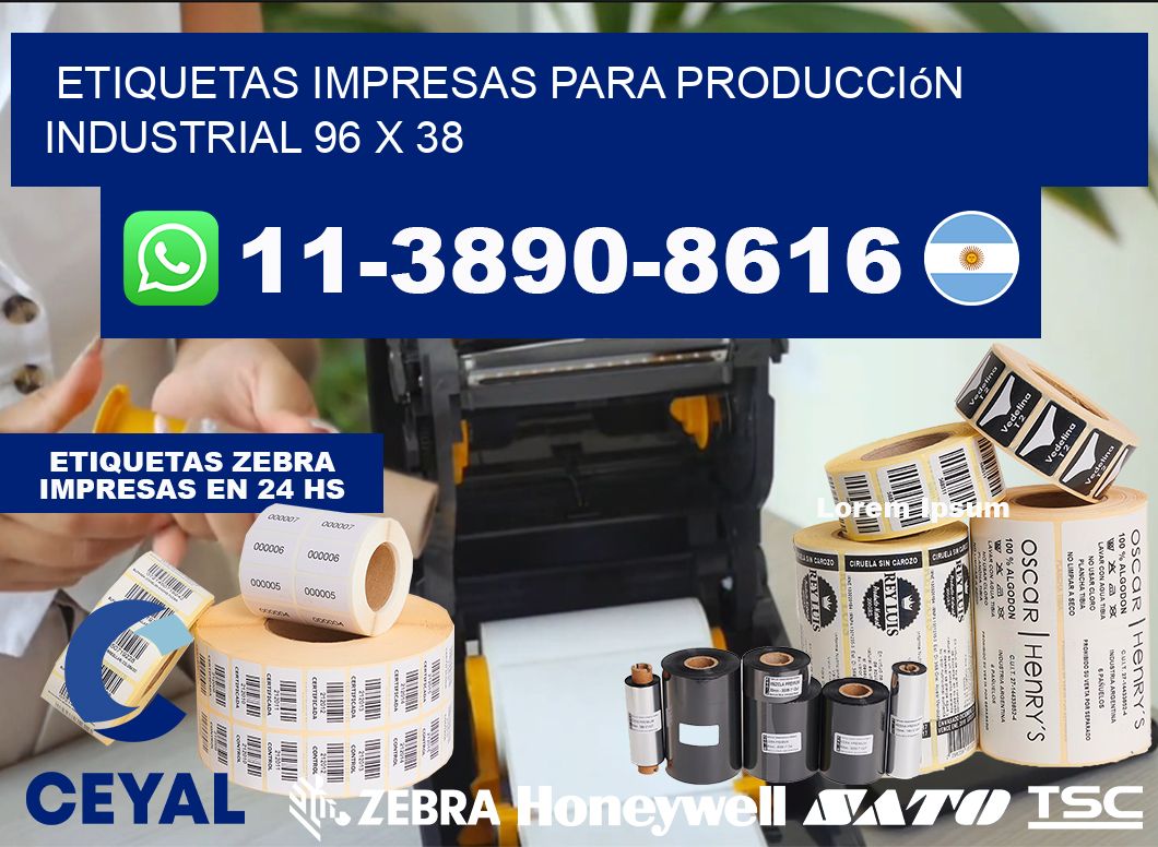 etiquetas impresas para producción industrial 96 x 38