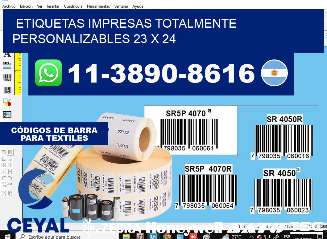 etiquetas impresas totalmente personalizables 23 x 24