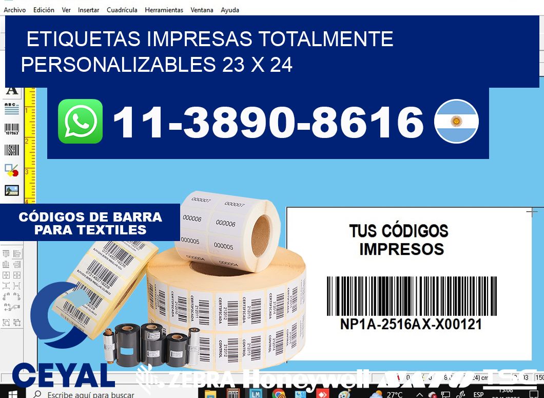 etiquetas impresas totalmente personalizables 23 x 24
