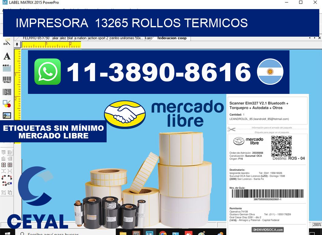 impresora 13265 rollos termicos