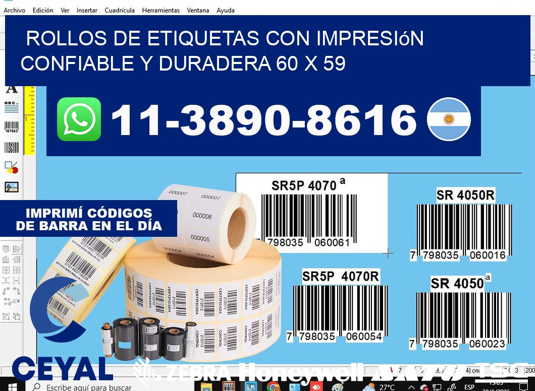 rollos de etiquetas con impresión confiable y duradera 60 x 59