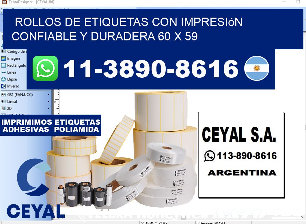 rollos de etiquetas con impresión confiable y duradera 60 x 59