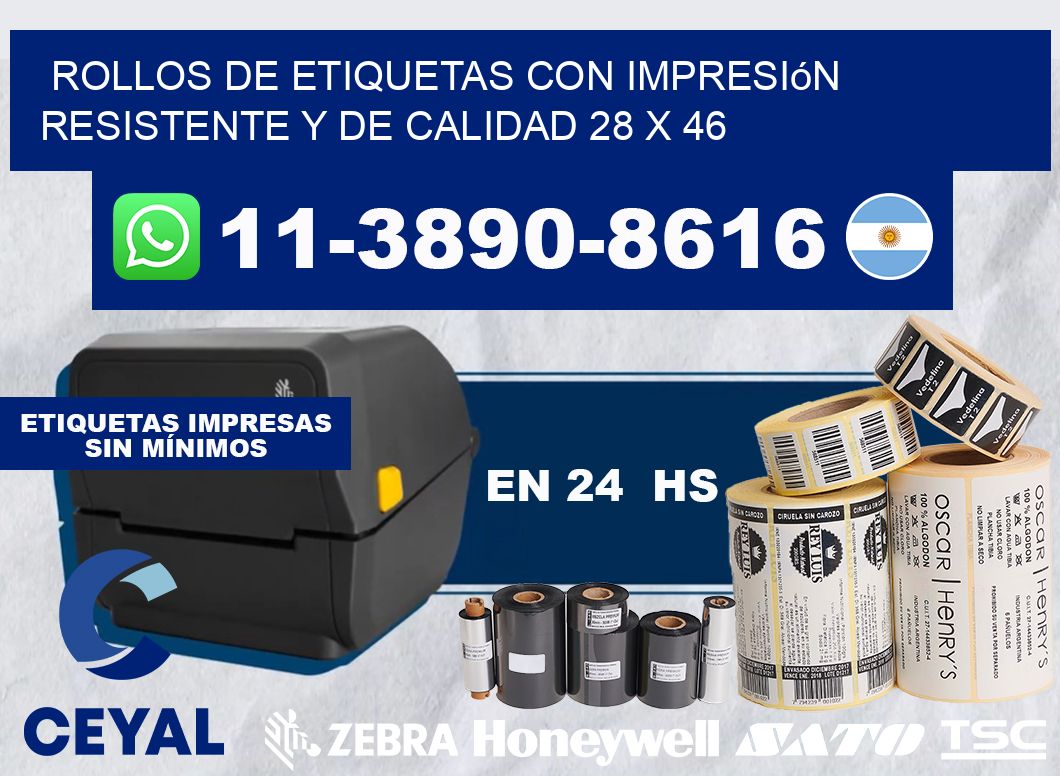 rollos de etiquetas con impresión resistente y de calidad 28 x 46