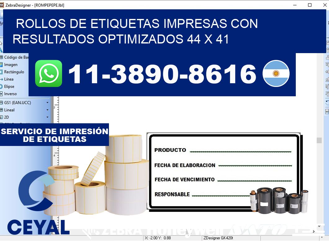 rollos de etiquetas impresas con resultados optimizados 44 x 41