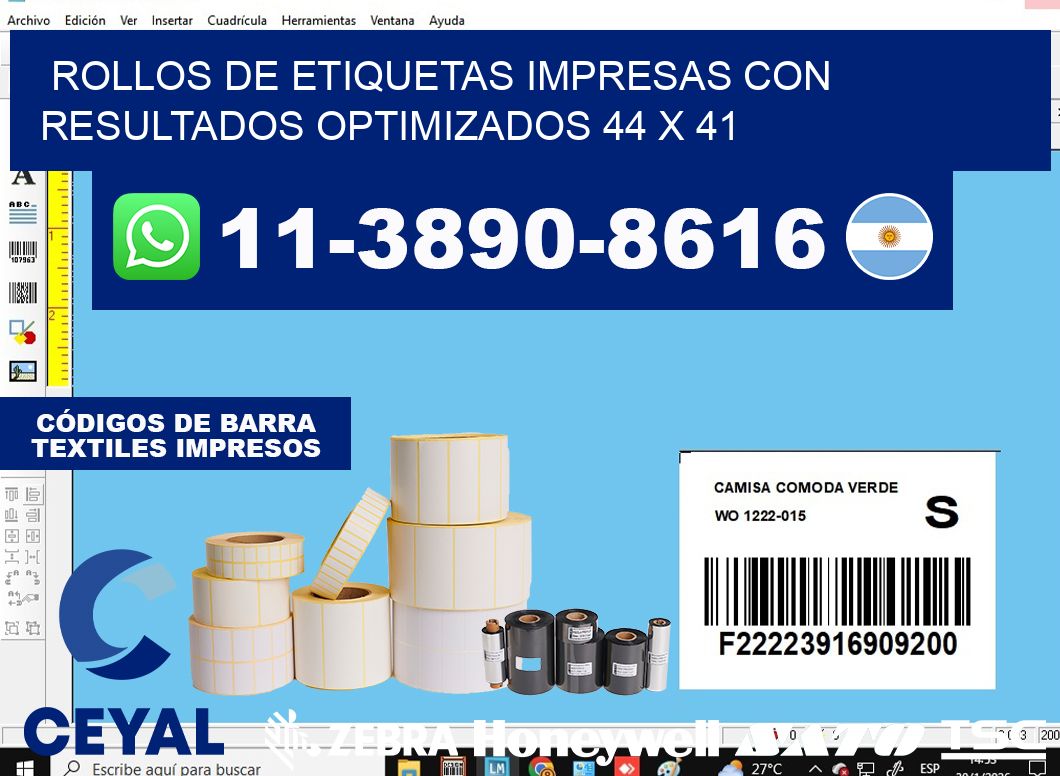 rollos de etiquetas impresas con resultados optimizados 44 x 41