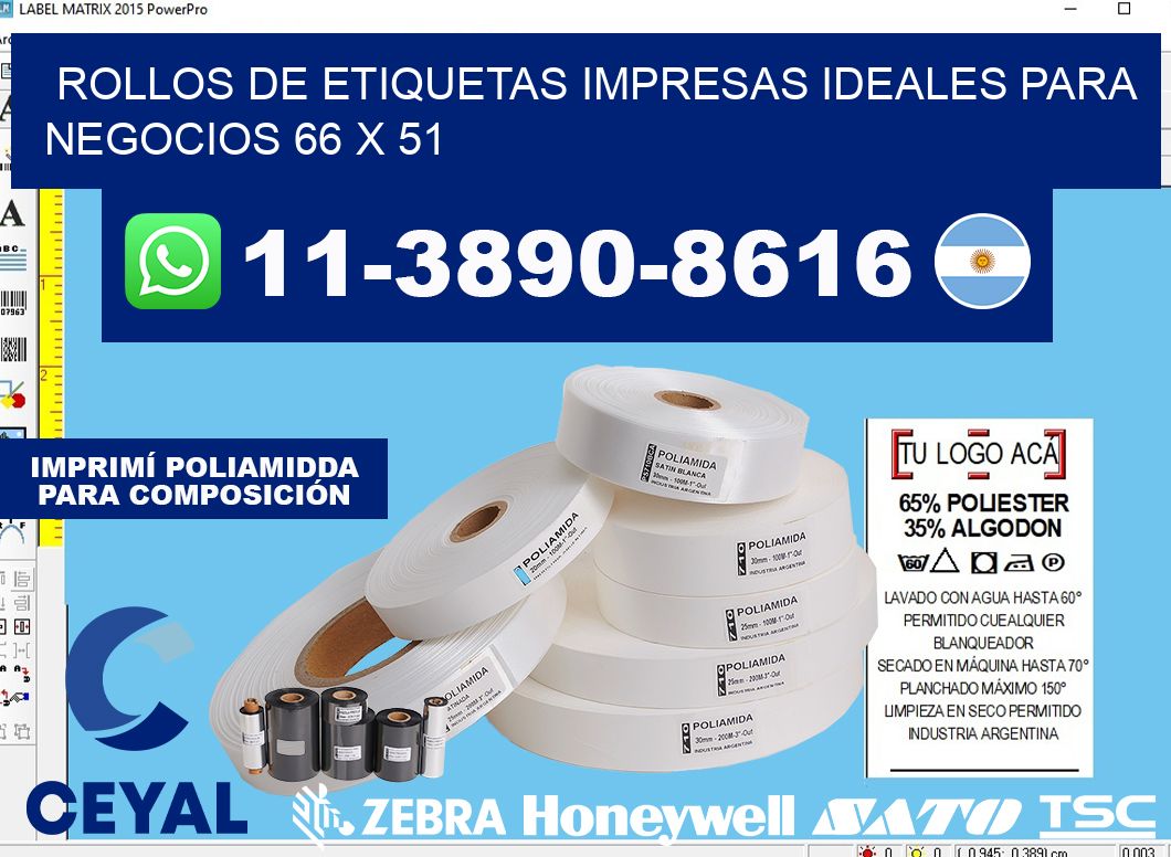 rollos de etiquetas impresas ideales para negocios 66 x 51