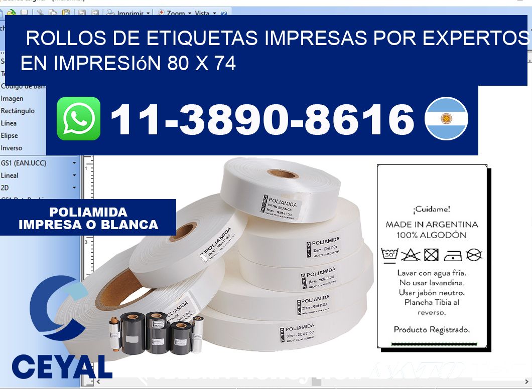 rollos de etiquetas impresas por expertos en impresión 80 x 74