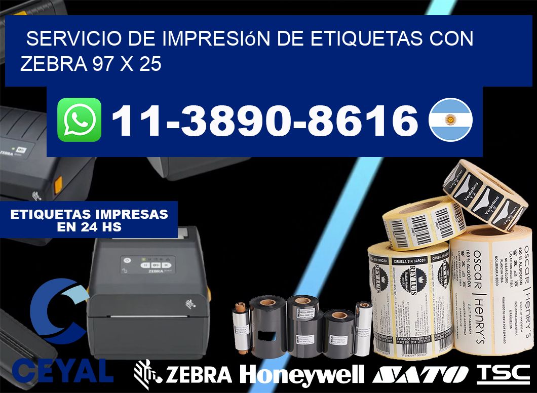 servicio de impresión de etiquetas con Zebra 97 x 25