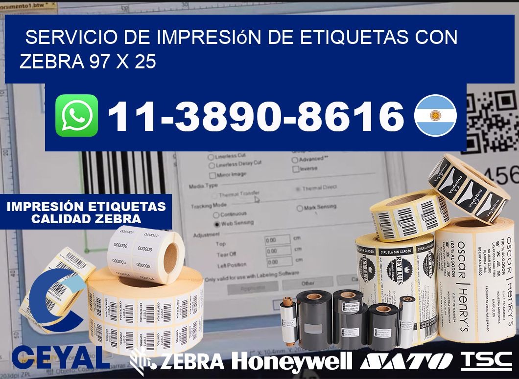 servicio de impresión de etiquetas con Zebra 97 x 25