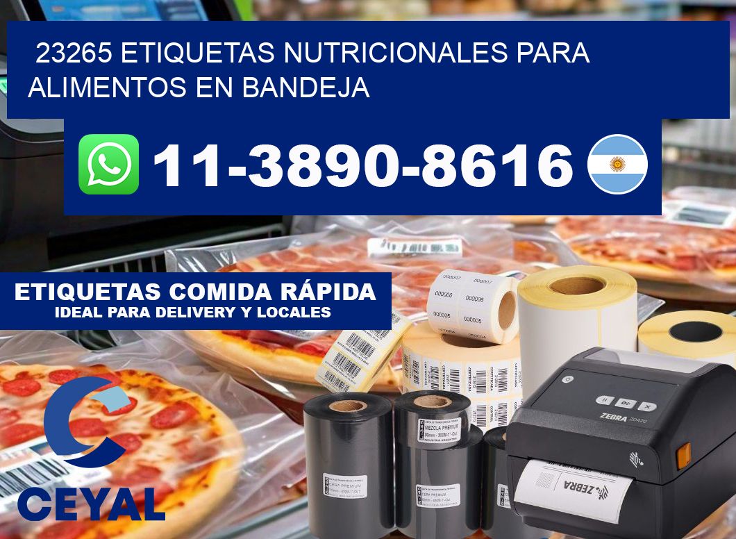 23265 etiquetas nutricionales para alimentos en bandeja