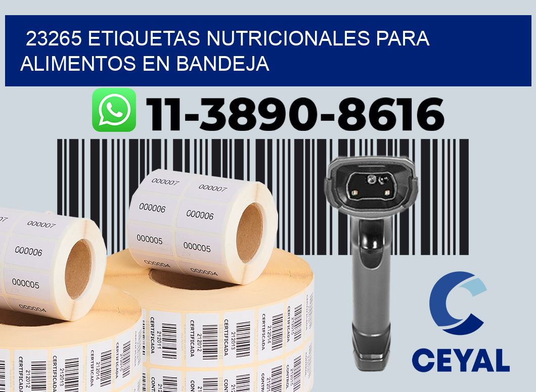 23265 etiquetas nutricionales para alimentos en bandeja
