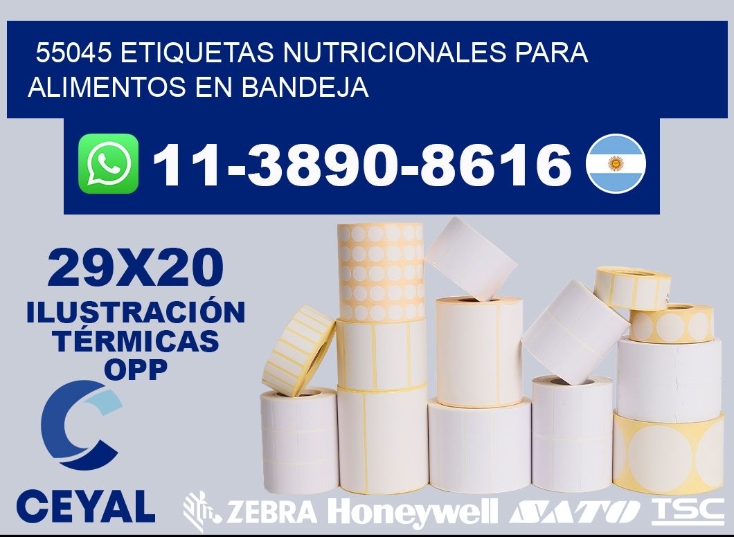 55045 etiquetas nutricionales para alimentos en bandeja