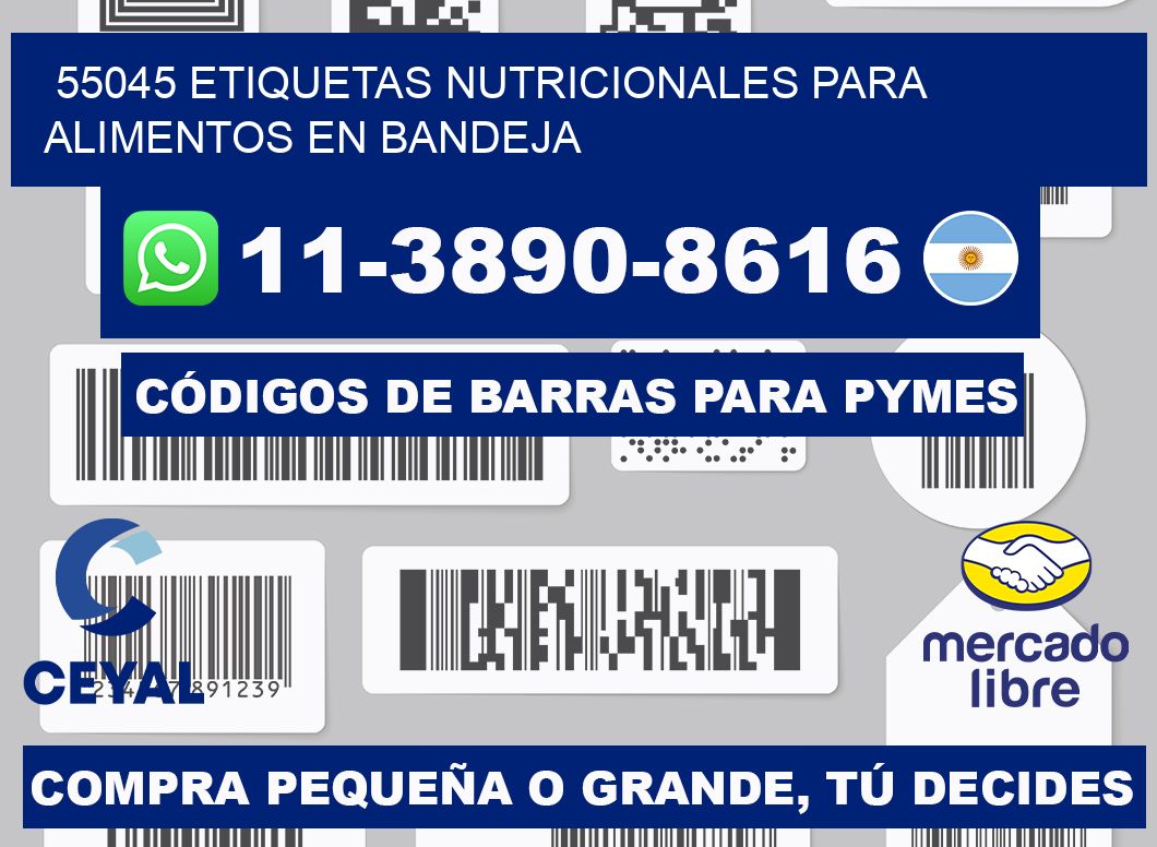 55045 etiquetas nutricionales para alimentos en bandeja