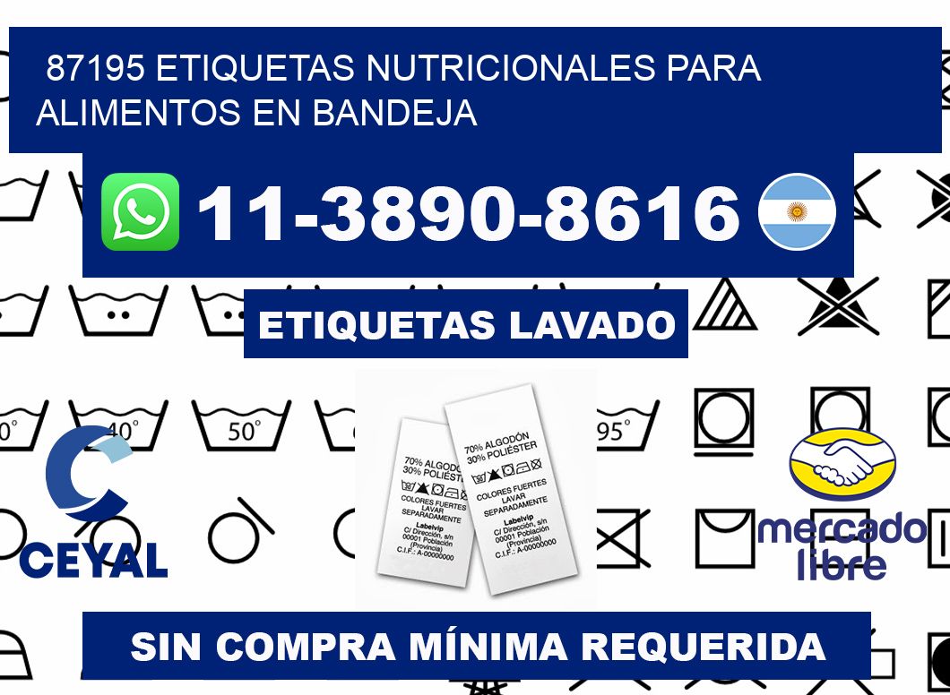 87195 etiquetas nutricionales para alimentos en bandeja