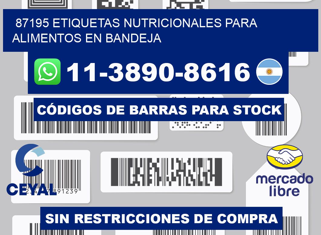 87195 etiquetas nutricionales para alimentos en bandeja