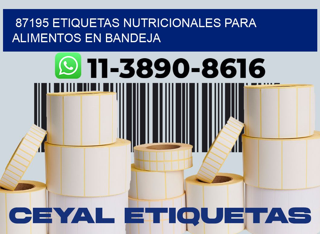 87195 etiquetas nutricionales para alimentos en bandeja