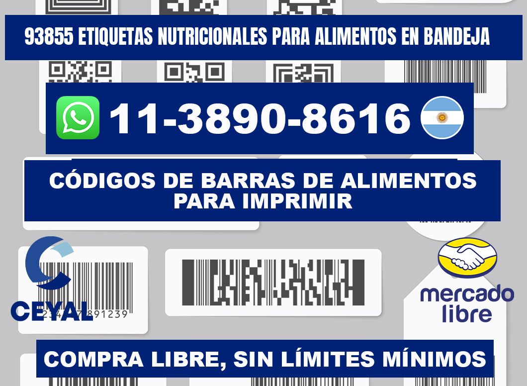 93855 etiquetas nutricionales para alimentos en bandeja