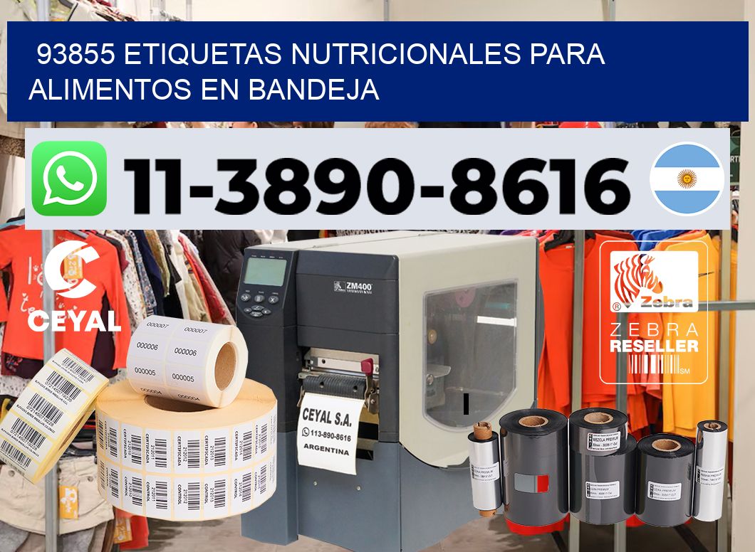 93855 etiquetas nutricionales para alimentos en bandeja