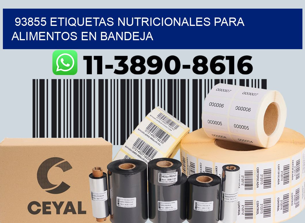 93855 etiquetas nutricionales para alimentos en bandeja