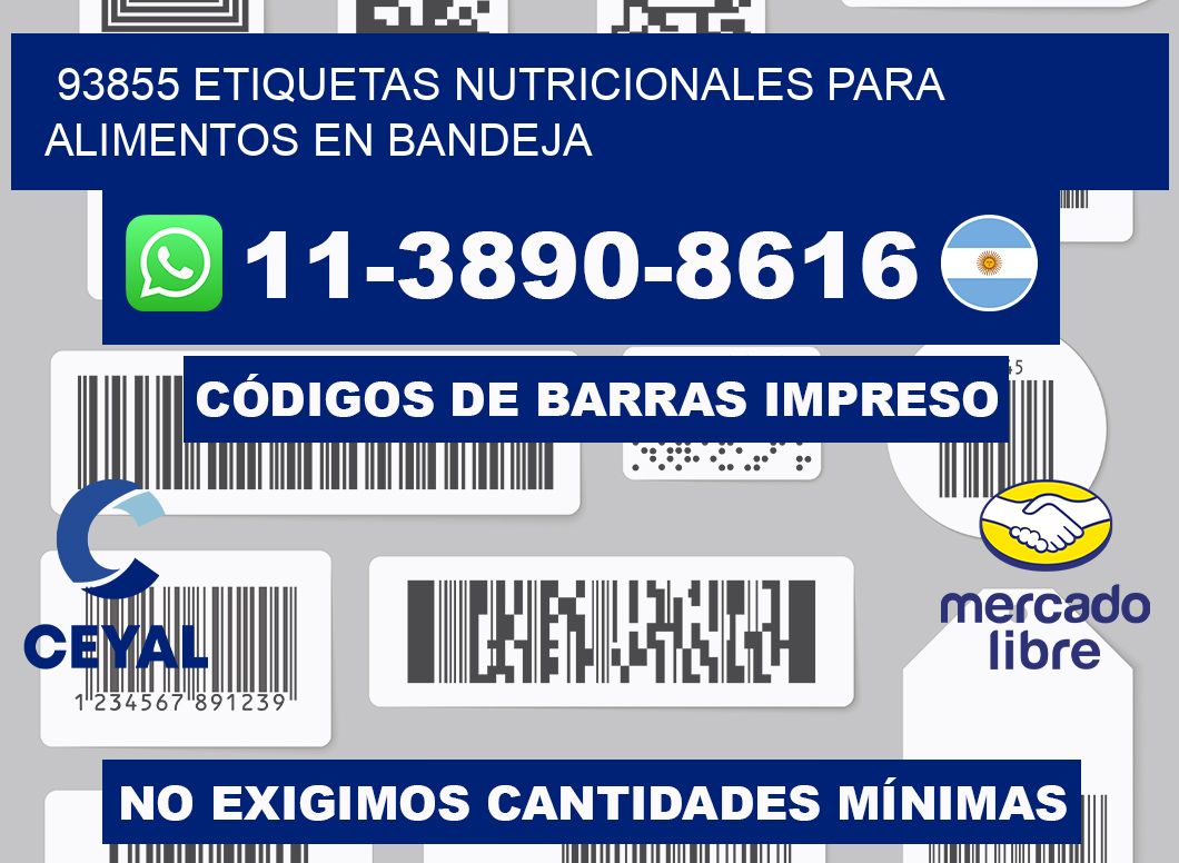 93855 etiquetas nutricionales para alimentos en bandeja