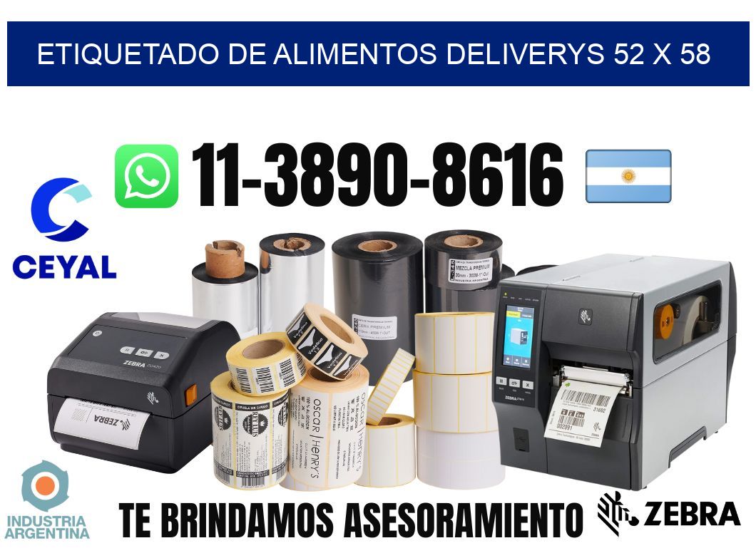 Etiquetado de alimentos deliverys 52 x 58