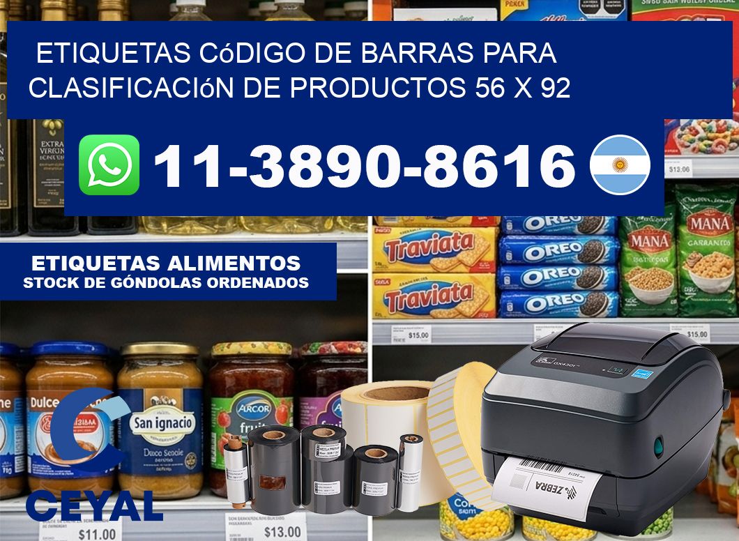 Etiquetas código de barras para clasificación de productos 56 x 92