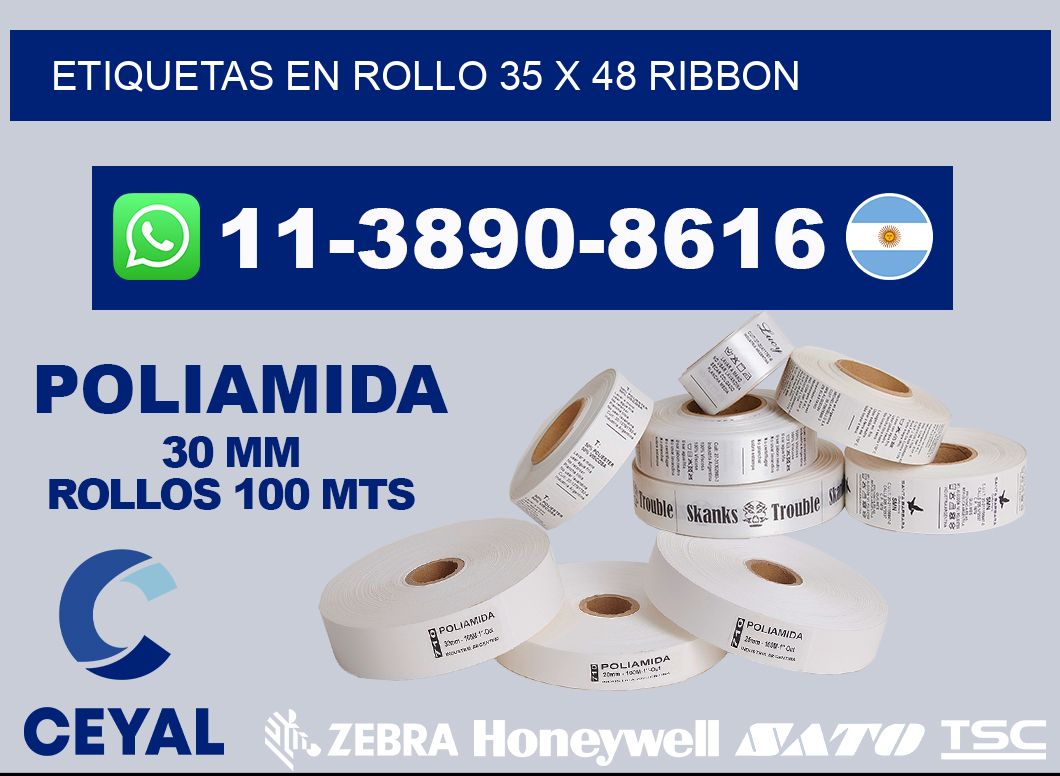 Etiquetas en rollo 35 x 48 ribbon