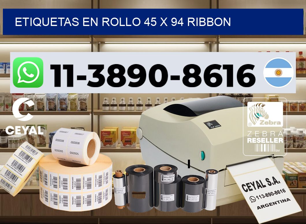 Etiquetas en rollo 45 x 94 ribbon