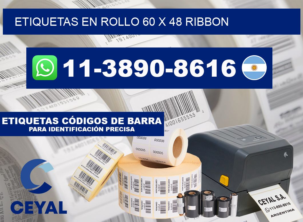 Etiquetas en rollo 60 x 48 ribbon