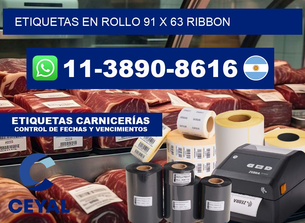 Etiquetas en rollo 91 x 63 ribbon