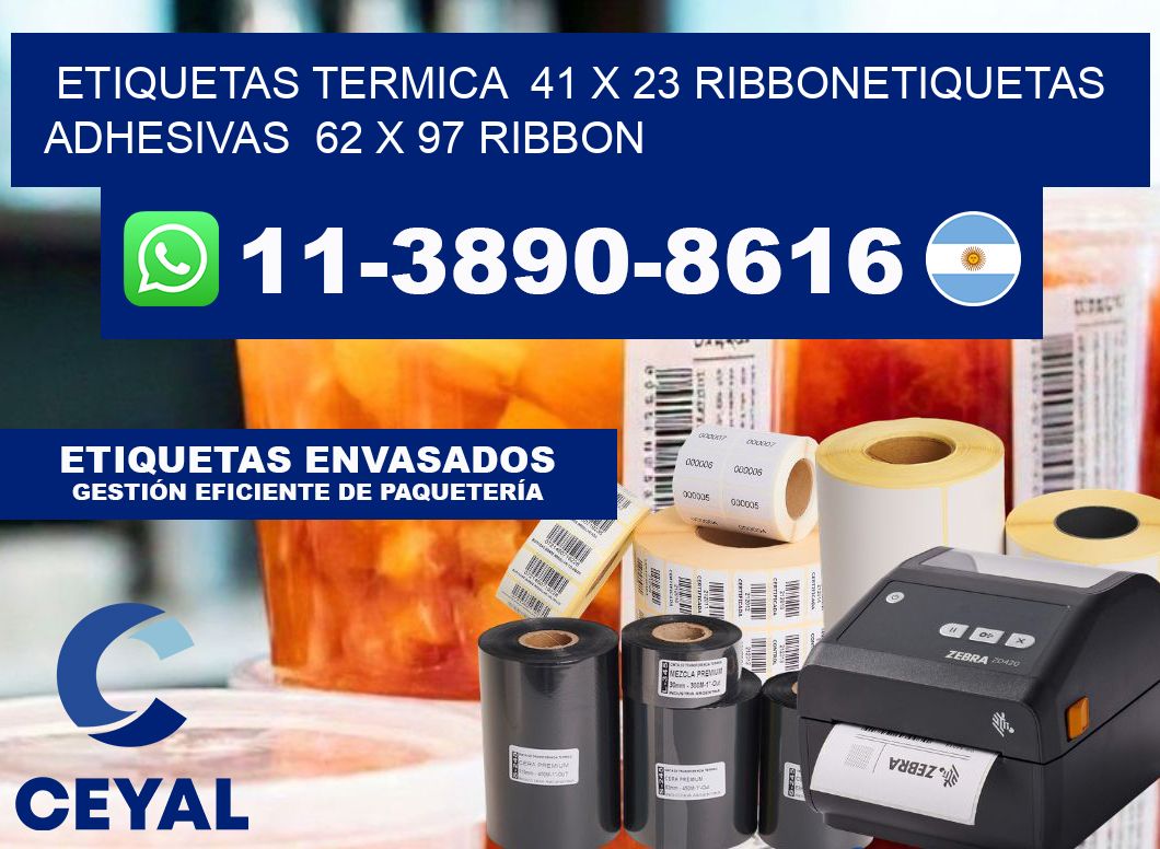 Etiquetas termica  41 x 23 ribbonEtiquetas adhesivas  62 x 97 ribbon