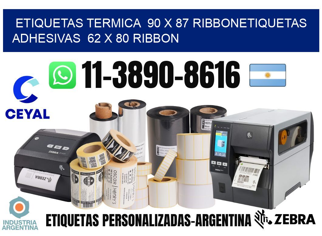 Etiquetas termica  90 x 87 ribbonEtiquetas adhesivas  62 x 80 ribbon