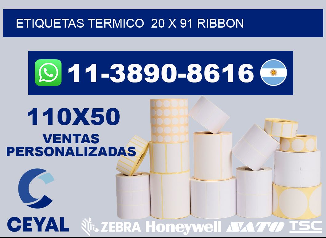 Etiquetas termico  20 x 91 ribbon