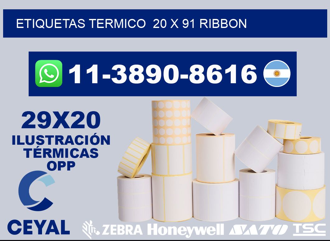 Etiquetas termico  20 x 91 ribbon