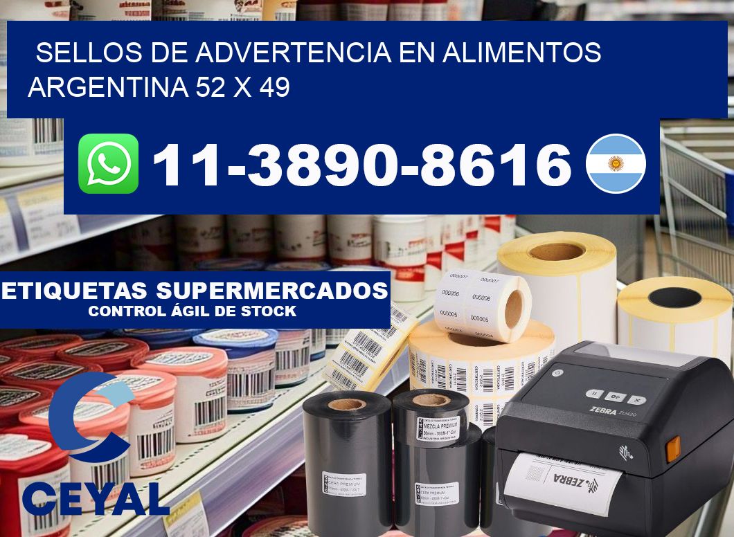 Sellos de advertencia en Alimentos argentina 52 x 49
