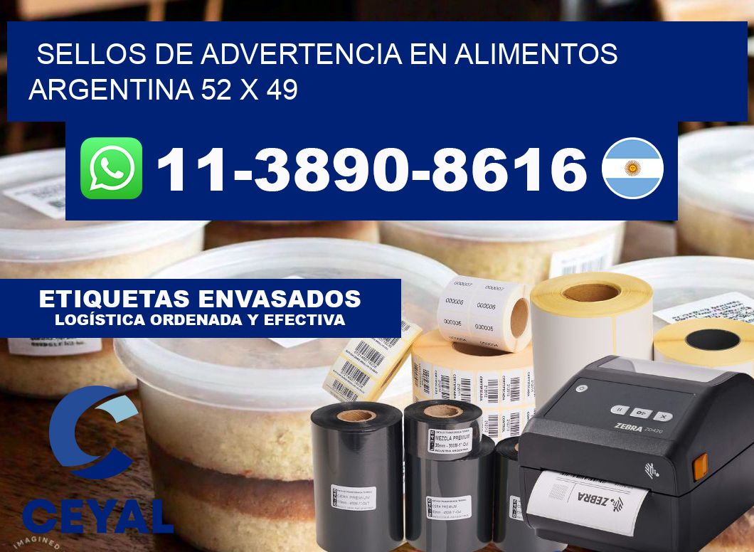 Sellos de advertencia en Alimentos argentina 52 x 49