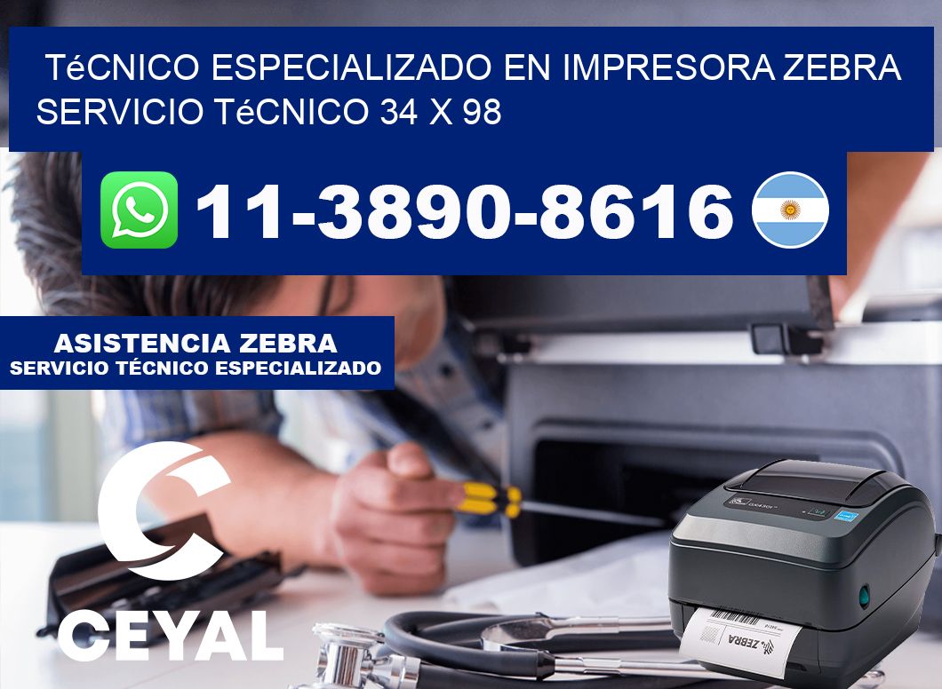 Técnico Especializado en Impresora Zebra Servicio Técnico 34 x 98