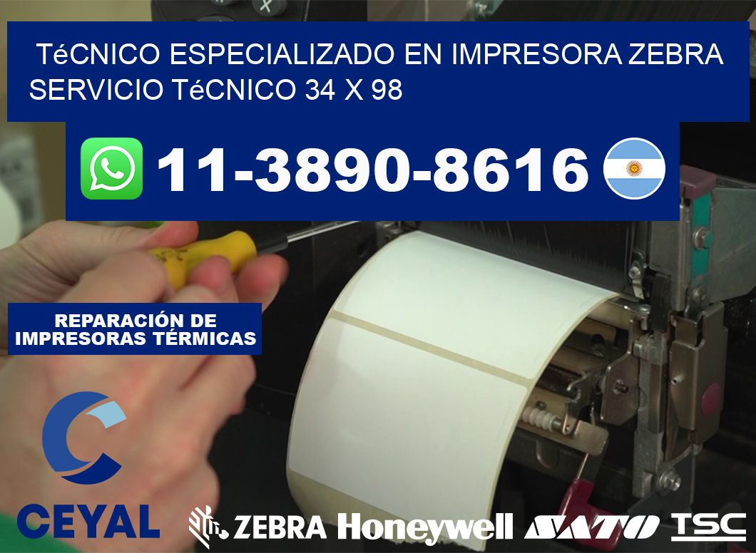Técnico Especializado en Impresora Zebra Servicio Técnico 34 x 98