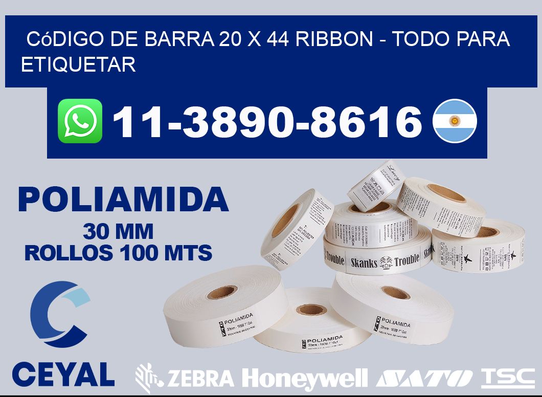 código de barra 20 x 44 ribbon - Todo para Etiquetar
