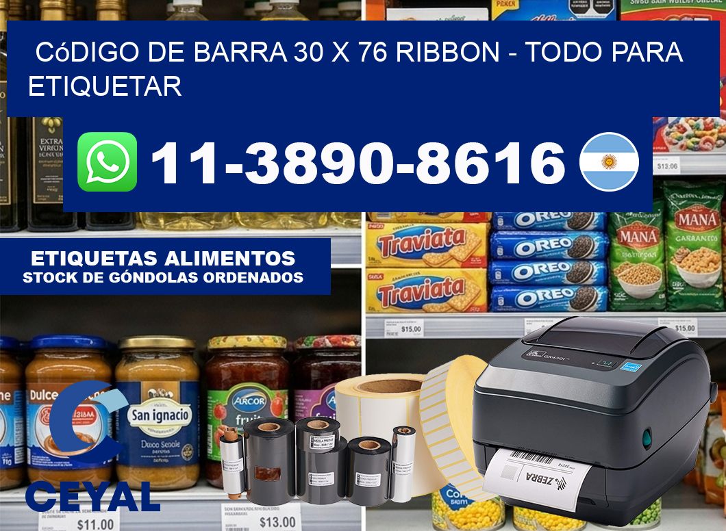 código de barra 30 x 76 ribbon – Todo para Etiquetar