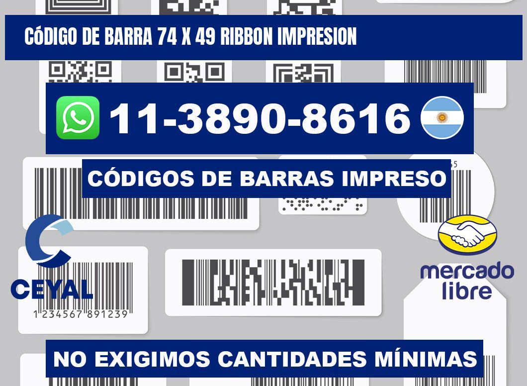 código de barra 74 x 49 ribbon impresion
