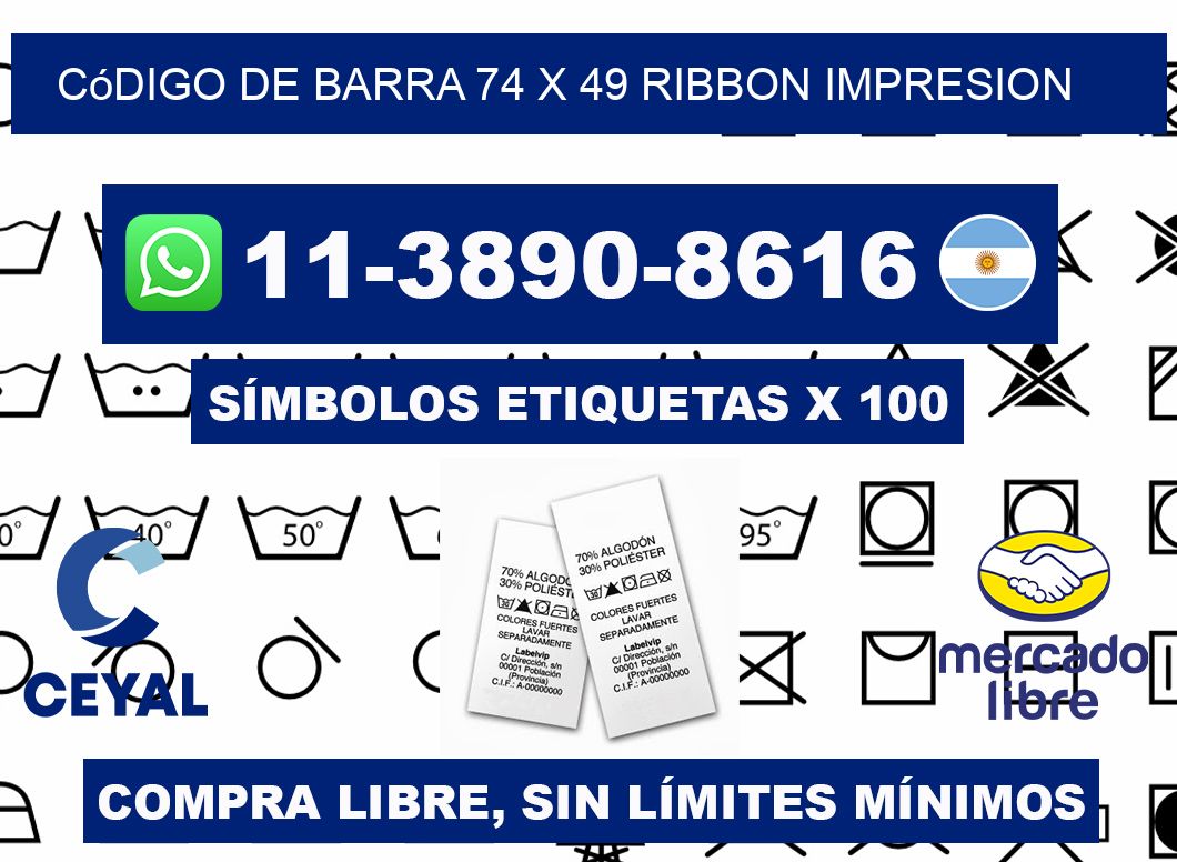 código de barra 74 x 49 ribbon impresion