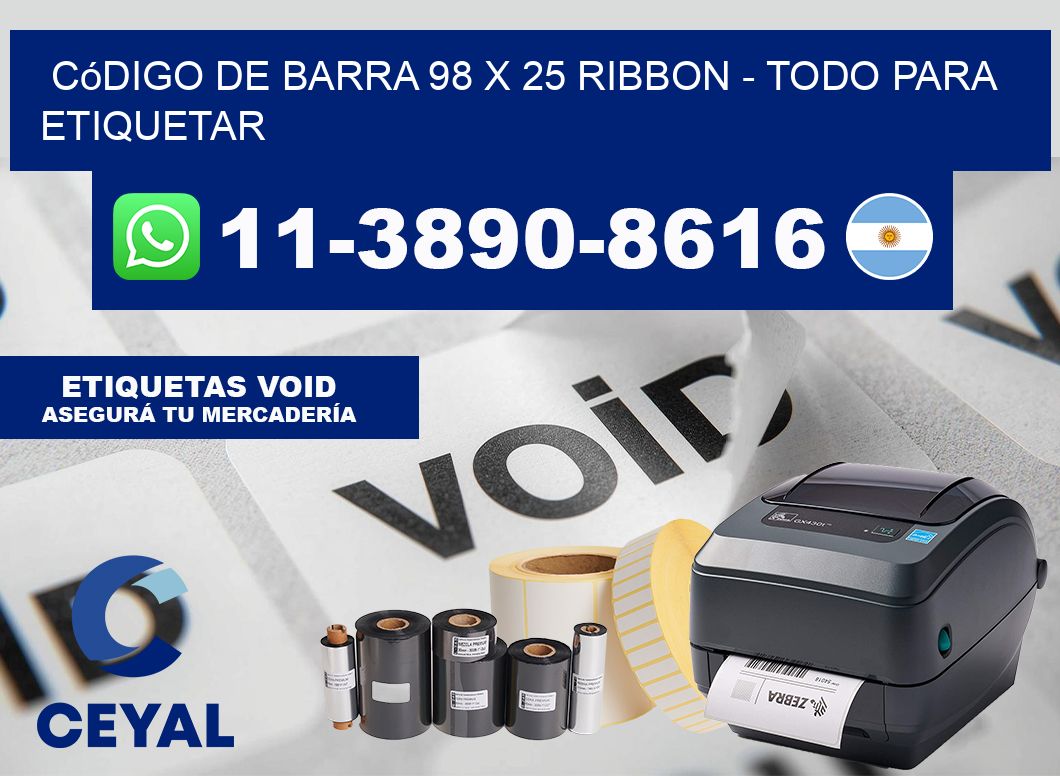 código de barra 98 x 25 ribbon - Todo para Etiquetar