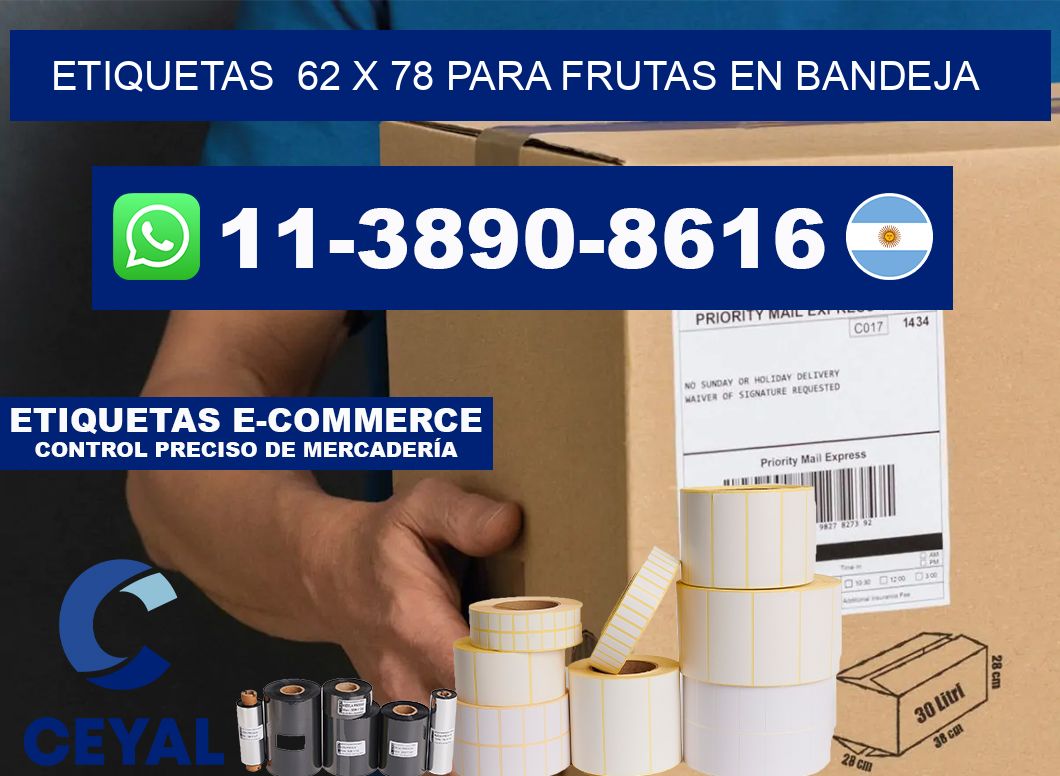 etiquetas  62 x 78 para Frutas en bandeja