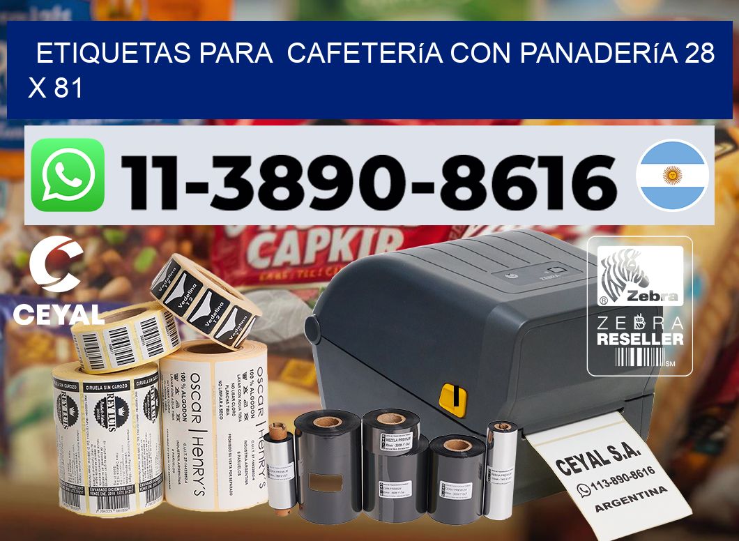 etiquetas para Cafetería con panadería 28 x 81