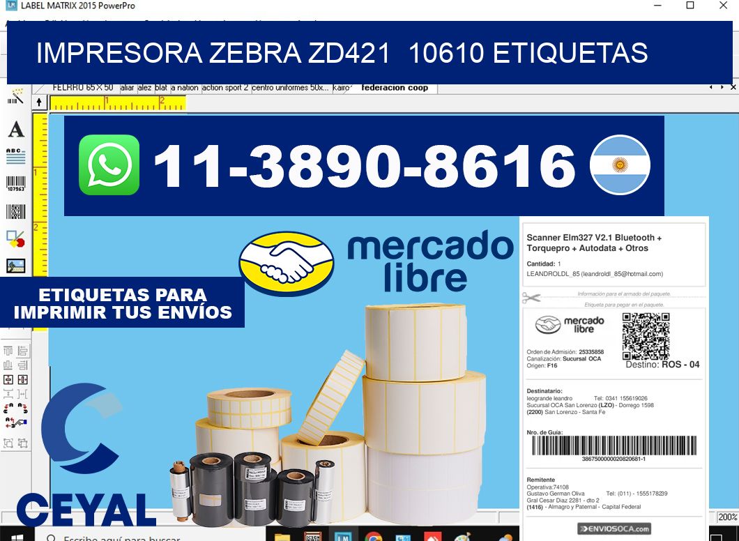 impresora zebra zd421  10610 etiquetas