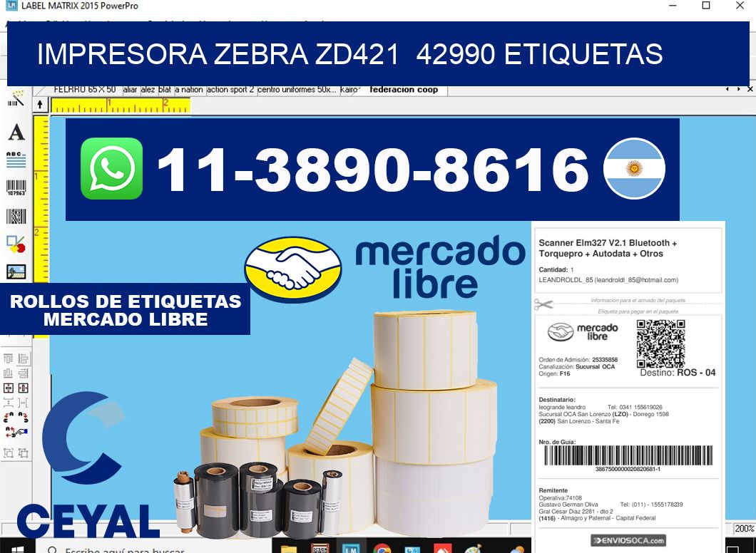 impresora zebra zd421  42990 etiquetas