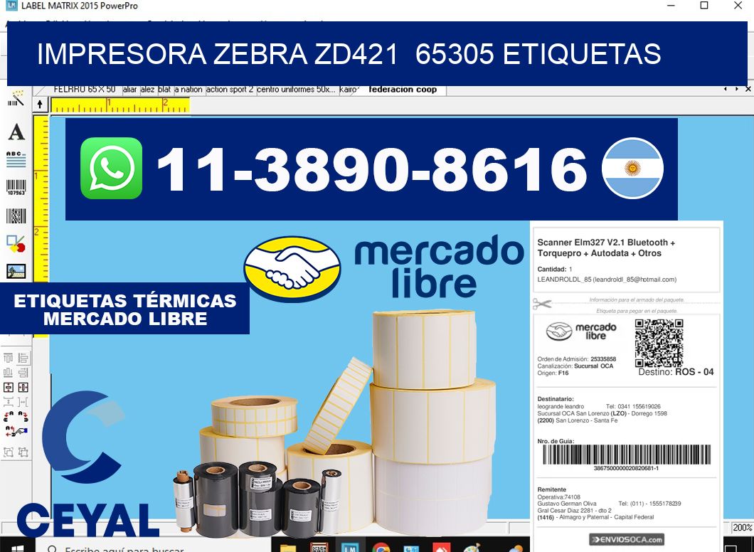 impresora zebra zd421  65305 etiquetas